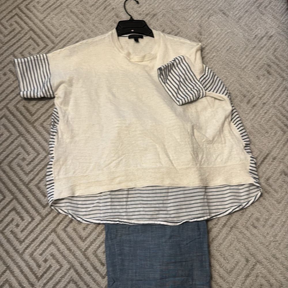 J. Crew Off-White stripe Top